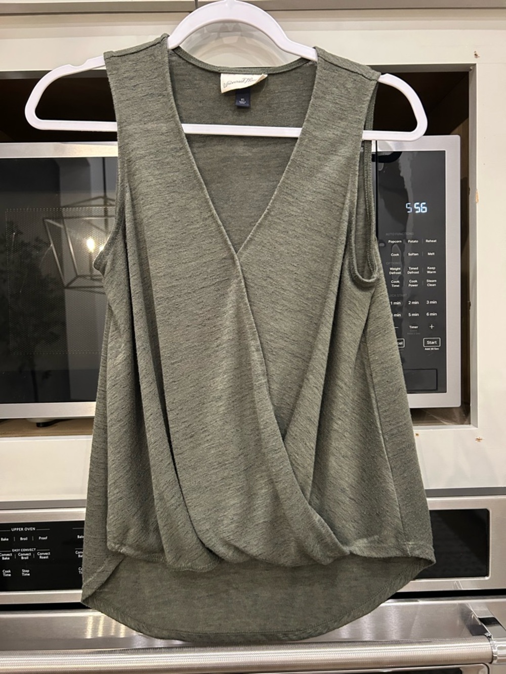 Green Surplice Sleeveless Top - Casual Wrap Front